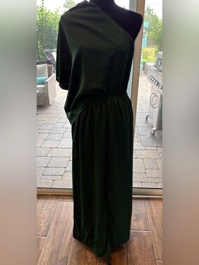 Emerald Green Polyester Dress sz Medium